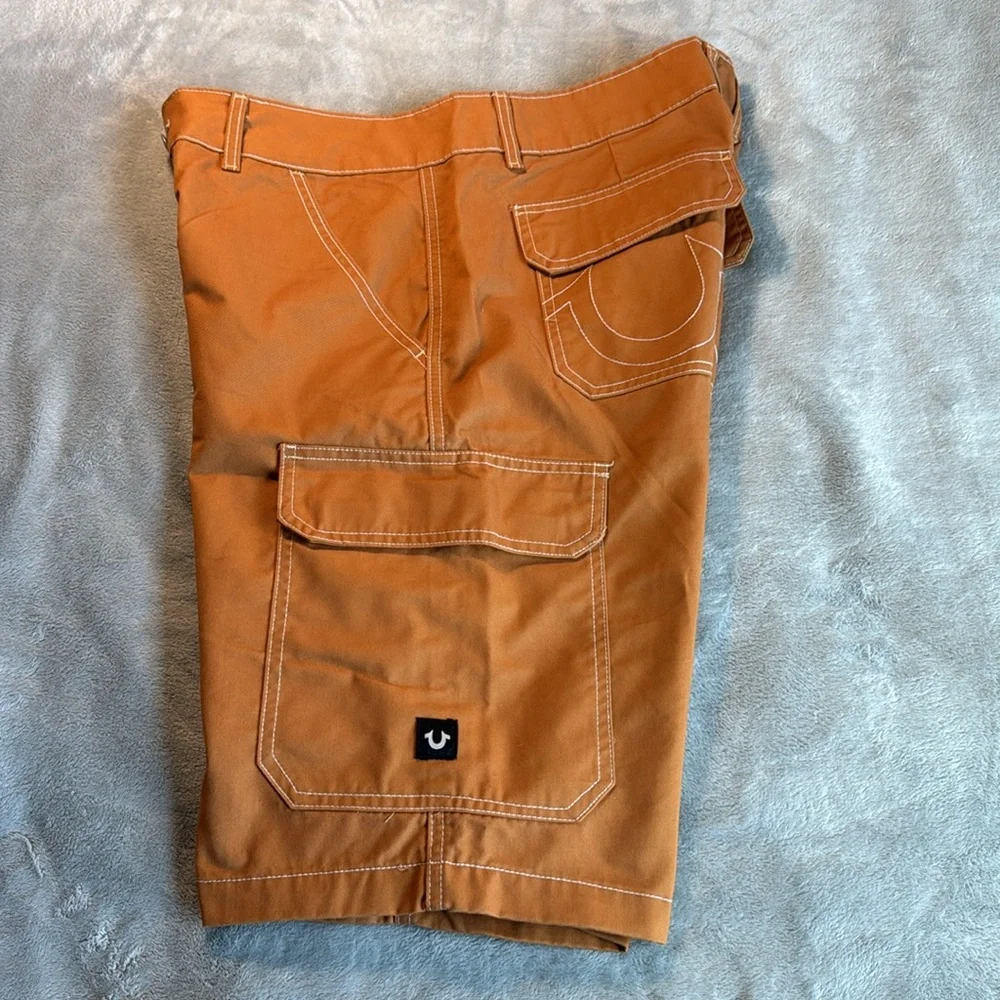 True Religion Cargo Short Dk Khaki Orange Size 33